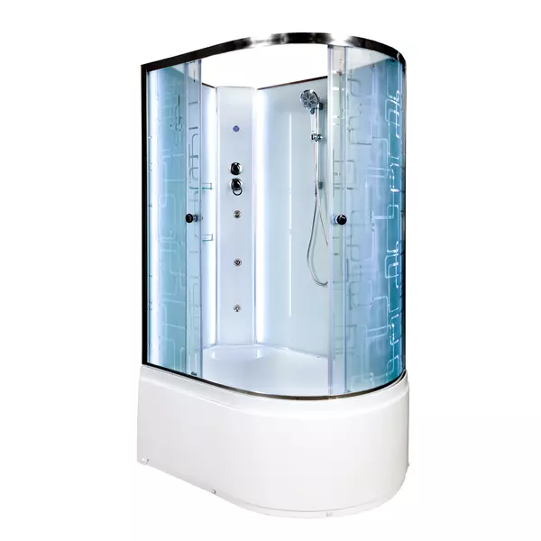 Душевая кабина «Deto» EM-4512N LED 120/80 высокий поддон матовая с рисунком/белая без крыши с гидромассажем с электрикой левая
Душевая кабина «Deto» EM-4512N LED 120/80 высокий поддон матовая с рисунком/белая без крыши с гидромассажем с электрикой левая
