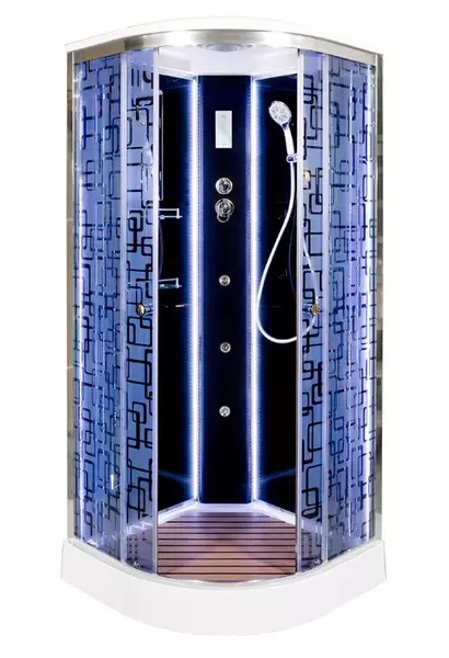 Душевая кабина «Deto» BM-1590 LED 90/90 низкий поддон матовая с рисунком/черная с гидромассажем с электрикой
Душевая кабина «Deto» BM-1590 LED 90/90 низкий поддон матовая с рисунком/черная с гидромассажем с электрикой