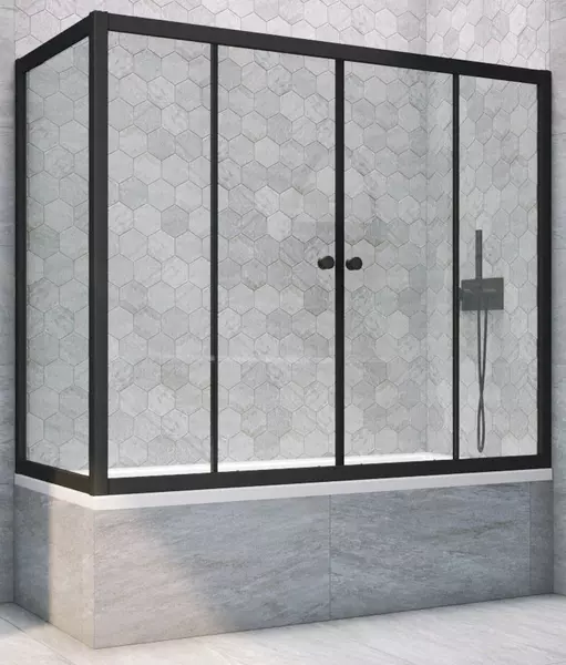 Шторка на ванну стеклянная «Vegas Glass» Z2V+ZVF Novo 160/90/140 прозрачная/чёрная матовая универсальная
Шторка на ванну стеклянная «Vegas Glass» Z2V+ZVF Novo 160/90/140 прозрачная/чёрная матовая универсальная