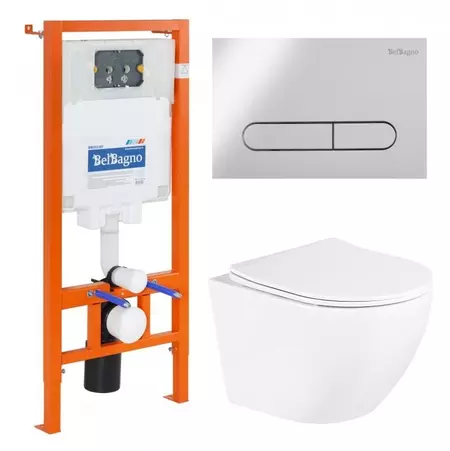 Комплект инсталляция с унитазом, крышкой и кнопкой смыва «Belbagno» Uno BB3105CHR/SC/BB002-80/BB005-PR-CHROME безободковый белый
Комплект инсталляция с унитазом, крышкой и кнопкой смыва «Belbagno» Uno BB3105CHR/SC/BB002-80/BB005-PR-CHROME безободковый белый