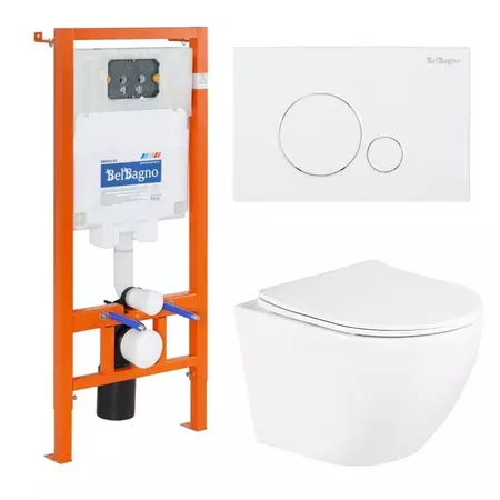 Комплект инсталляция с унитазом, крышкой и кнопкой смыва «Belbagno» Uno BB3105CHR/SC/BB002-80/BB014-SR-BIANCO безободковый белый
Комплект инсталляция с унитазом, крышкой и кнопкой смыва «Belbagno» Uno BB3105CHR/SC/BB002-80/BB014-SR-BIANCO безободковый белый
