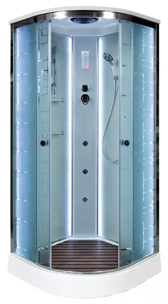 Душевая кабина «AvaCan» EM1580 LED 80/80 низкий поддон матовая с рисунком/хром с гидромассажем с электрикой
Душевая кабина «AvaCan» EM1580 LED 80/80 низкий поддон матовая с рисунком/хром с гидромассажем с электрикой