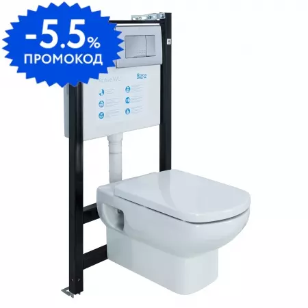Комплект инсталляция с унитазом, крышкой и кнопкой смыва «Roca» Pack Dama Senso 893104090 подвесной цвет кнопки хром
Комплект инсталляция с унитазом, крышкой и кнопкой смыва «Roca» Pack Dama Senso 893104090 подвесной цвет кнопки хром