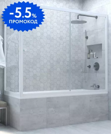 Шторка на ванну стеклянная «Vegas Glass» ZV+ZVF Novo 180/90/140 прозрачная/белая универсальная
Шторка на ванну стеклянная «Vegas Glass» ZV+ZVF Novo 180/90/140 прозрачная/белая универсальная