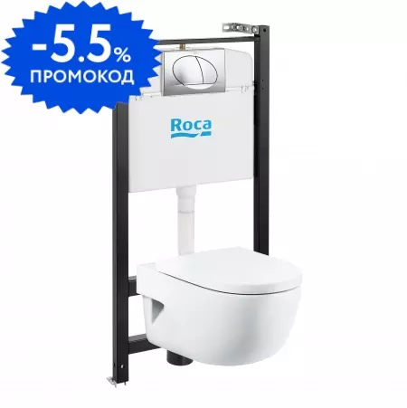 Комплект инсталляция с унитазом, крышкой и кнопкой смыва «Roca» Pack Meridian 893104110 подвесной цвет кнопки хром
Комплект инсталляция с унитазом, крышкой и кнопкой смыва «Roca» Pack Meridian 893104110 подвесной цвет кнопки хром