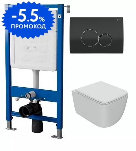 Комплект инсталляция с унитазом, крышкой и кнопкой смыва «Point» PN48002BC (PN48036WG/клавиша PN44061BC/унитаз Меркурий PN41831) безободковый белый
Комплект инсталляция с унитазом, крышкой и кнопкой смыва «Point» PN48002BC (PN48036WG/клавиша PN44061BC/унитаз Меркурий PN41831) безободковый белый
