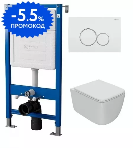 Комплект инсталляция с унитазом, крышкой и кнопкой смыва «Point» PN48003WC (PN48036WG/клавиша PN44061WC/унитаз Меркурий PN41831) безободковый белый
Комплект инсталляция с унитазом, крышкой и кнопкой смыва «Point» PN48003WC (PN48036WG/клавиша PN44061WC/унитаз Меркурий PN41831) безободковый белый