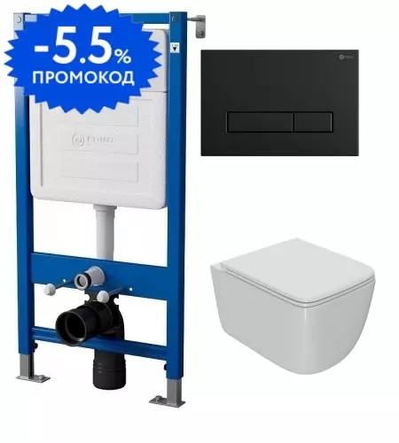 Комплект инсталляция с унитазом, крышкой и кнопкой смыва «Point» PN48007BM (PN48036WG/клавиша PN44831BM/унитаз Меркурий PN41831) безободковый белый
Комплект инсталляция с унитазом, крышкой и кнопкой смыва «Point» PN48007BM (PN48036WG/клавиша PN44831BM/унитаз Меркурий PN41831) безободковый белый