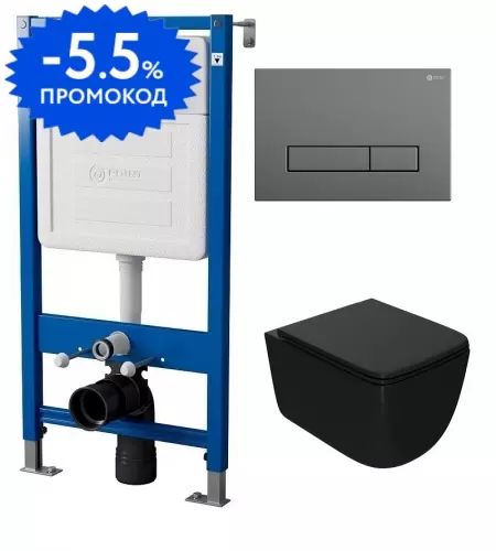 Комплект инсталляция с унитазом, крышкой и кнопкой смыва «Point» PN48040GM (PN48036WG/клавиша PN44831GM/унитаз Меркурий PN41831BM) безободковый черный матовый
Комплект инсталляция с унитазом, крышкой и кнопкой смыва «Point» PN48040GM (PN48036WG/клавиша PN44831GM/унитаз Меркурий PN41831BM) безободковый черный матовый