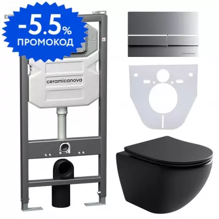 Комплект инсталляция с унитазом, крышкой и кнопкой смыва «Ceramica Nova» Metropol CN4002MB_1002M_1000 безободковый черный
Комплект инсталляция с унитазом, крышкой и кнопкой смыва «Ceramica Nova» Metropol CN4002MB_1002M_1000 безободковый черный