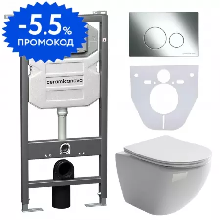 Комплект инсталляция с унитазом, крышкой и кнопкой смыва «Ceramica Nova» Metropol CN4002_1001CH_1000 безободковый белый
Комплект инсталляция с унитазом, крышкой и кнопкой смыва «Ceramica Nova» Metropol CN4002_1001CH_1000 безободковый белый