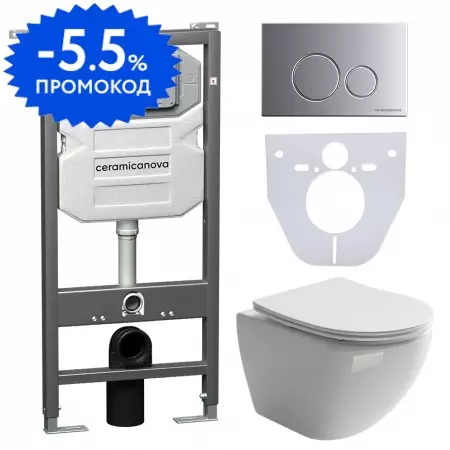 Комплект инсталляция с унитазом, крышкой и кнопкой смыва «Ceramica Nova» Metropol CN4002_1001M_1000 безободковый белый
Комплект инсталляция с унитазом, крышкой и кнопкой смыва «Ceramica Nova» Metropol CN4002_1001M_1000 безободковый белый