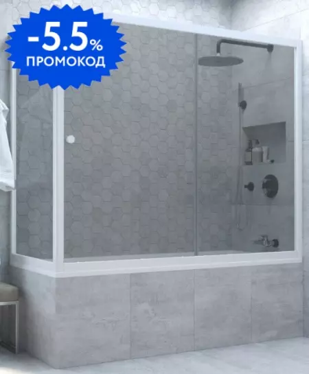 Шторка на ванну стеклянная «Vegas Glass» ZV+ZVF Novo 180/70 графит/белая универсальная
Шторка на ванну стеклянная «Vegas Glass» ZV+ZVF Novo 180/70 графит/белая универсальная
