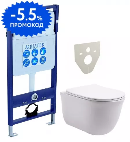 Комплект инсталляция с унитазом и крышкой «Aquatek» Set Aquatek Классик безободковый белый
Комплект инсталляция с унитазом и крышкой «Aquatek» Set Aquatek Классик безободковый белый