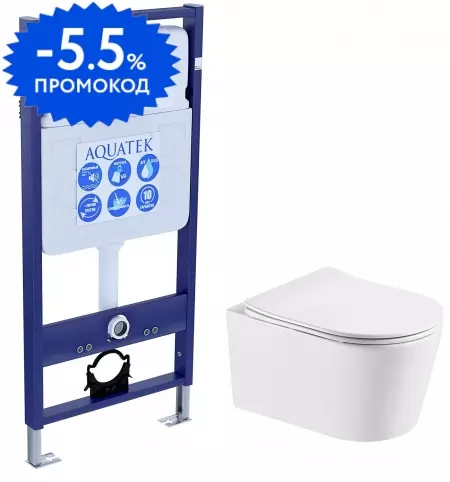 Комплект инсталляция с унитазом и крышкой «Aquatek» Set Aquatek Оберон T безободковый белый
Комплект инсталляция с унитазом и крышкой «Aquatek» Set Aquatek Оберон T безободковый белый
