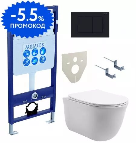 Комплект инсталляция с унитазом, крышкой и кнопкой смыва «Aquatek» Set Aquatek Классик-012 4в1 (инсталляция/унитаз с сиденьем/клавиша/крепеж/звукоизоляционная прокладка) безободковый белый
Комплект инсталляция с унитазом, крышкой и кнопкой смыва «Aquatek» Set Aquatek Классик-012 4в1 (инсталляция/унитаз с сиденьем/клавиша/крепеж/звукоизоляционная прокладка) безободковый белый