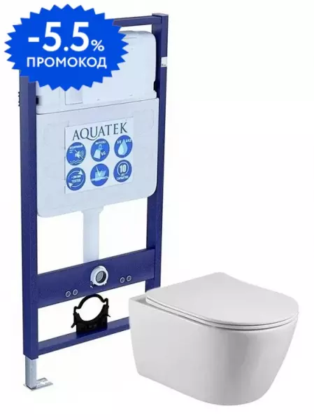 Комплект инсталляция с унитазом, крышкой и кнопкой смыва «Aquatek» SET EY AQUATEK БЕТТА KDI18 безободковый белый
Комплект инсталляция с унитазом, крышкой и кнопкой смыва «Aquatek» SET EY AQUATEK БЕТТА KDI18 безободковый белый