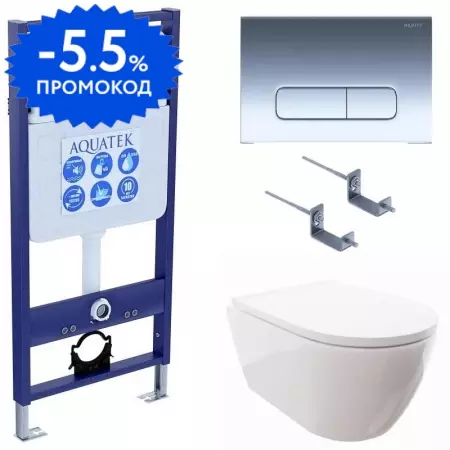 Комплект инсталляция с унитазом, крышкой и кнопкой смыва «Aquatek» INS-0000012/AQ0700-00/KKI-0000002/KDI-0000016 безободковый белый
Комплект инсталляция с унитазом, крышкой и кнопкой смыва «Aquatek» INS-0000012/AQ0700-00/KKI-0000002/KDI-0000016 безободковый белый