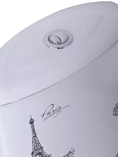 Унитаз компакт «Оскольская керамика» Лея белый декор Париж с сиденьем дюропласт белый