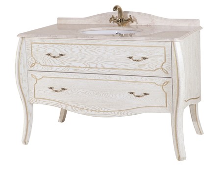 

Тумба с раковиной «Bellezza» Грация Люкс 110 (Nora 47 TS-30001-0476) столешница бежевая белая