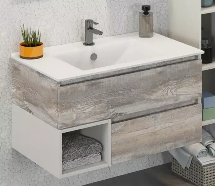 

Тумба с раковиной «Comforty» Турин 90 (Comforty 90Е) подвесная дуб бежевый
