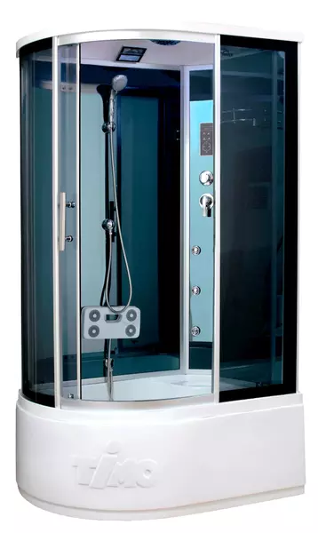 

Душевая кабина «Timo» Standart T-1110 110/85 высокий поддон тонированная/чёрная-зеркальная с гидромассажем и электрикой правая