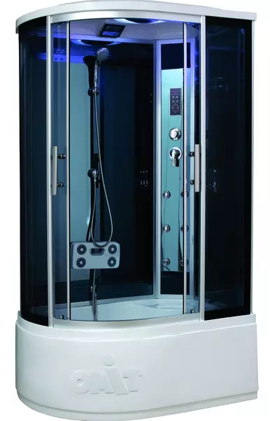 

Душевая кабина «Timo» Standart T-1120 120/85 высокий поддон тонированная/чёрная-зеркальная с гидромассажем с электрикой правая