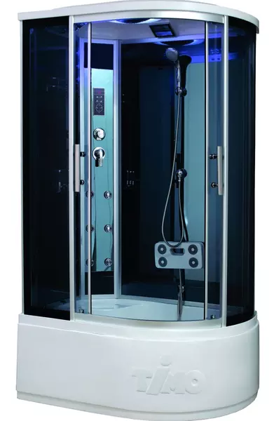 

Душевая кабина «Timo» Standart T-1120 120/85 высокий поддон тонированная/чёрная-зеркальная с гидромассажем и электрикой левая