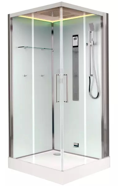 

Душевая кабина «Timo» Nura H-516 100/100 низкий поддон прозрачная/белая с баней с гидромассажем и электрикой