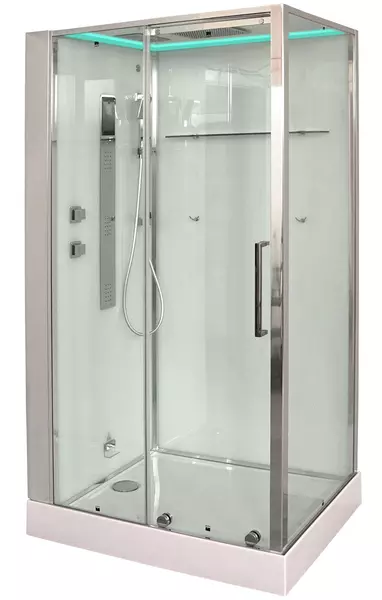 

Душевая кабина «Timo» Helma H-520 120/90 низкий поддон прозрачная/белая с баней с гидромассажем и электрикой правая