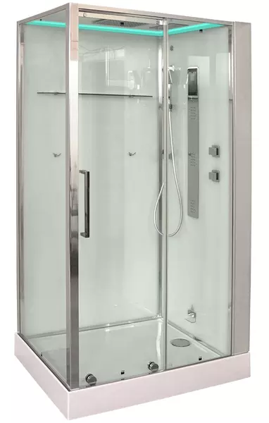 

Душевая кабина «Timo» Helma H-520 120/90 низкий поддон прозрачная/белая с баней с гидромассажем и электрикой левая
