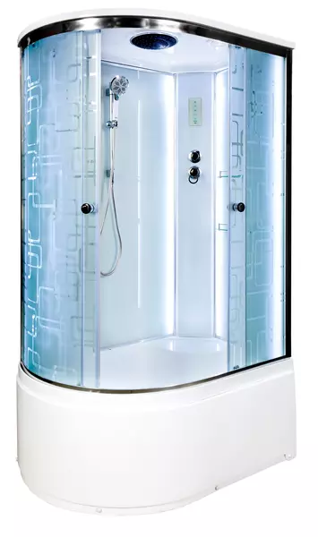 

Душевая кабина «Deto» EM-4511 LED 110/80 высокий поддон матовая с рисунком/белая с электрикой правая