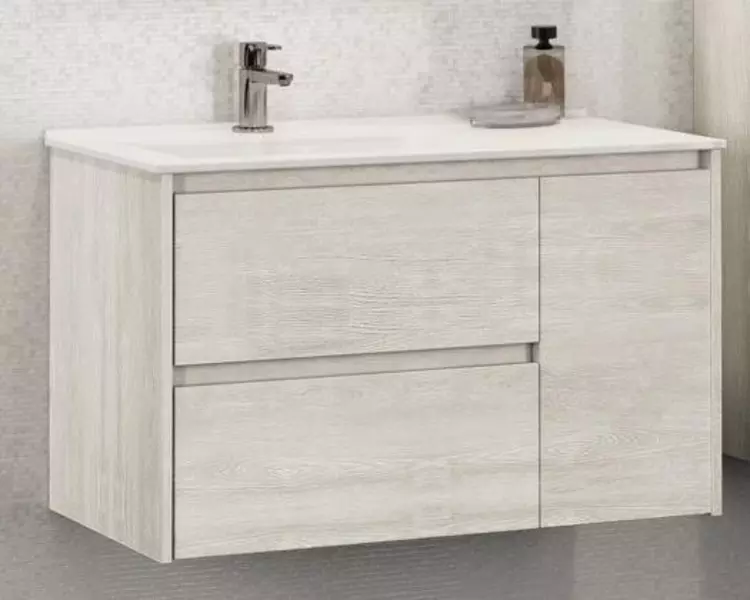 

Тумба с раковиной «Comforty» Бремен 90 (9090EL) подвесная дуб белый