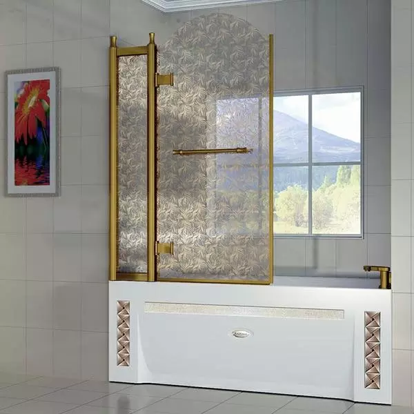Шторка на ванну стеклянная «Radomir» Лоренцо Великолепный 120/156 рисунок/золото левая