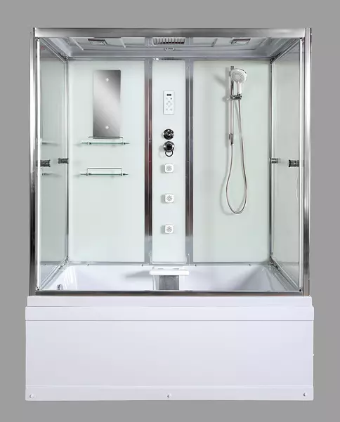 Душевой бокс «Deto» V-150 150/85 с ванной прозрачный/белый с гидромассажем с электрикой