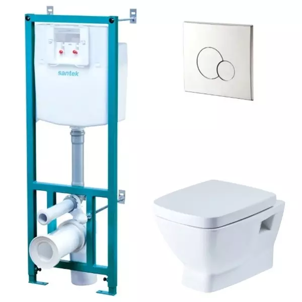 Комплект инсталляция с унитазом, крышкой и кнопкой смыва «Santek» Нео 1WH501543 белый