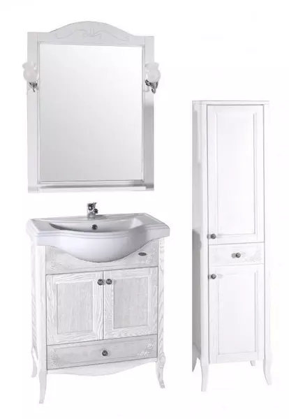 Мебель для ванной «ASB-Woodline» Салерно 65 белая с патиной серебро - фото 1