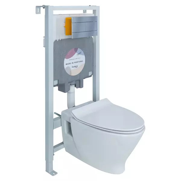 Комплект инсталляция с унитазом, крышкой и кнопкой смыва «Sanitana» Pop Art кнопка смыва Slim хром-глянец