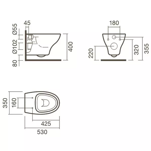 Комплект инсталляция с унитазом, крышкой и кнопкой смыва «Sanitana» Pop S999661 кнопка смыва Slim хром-глянец