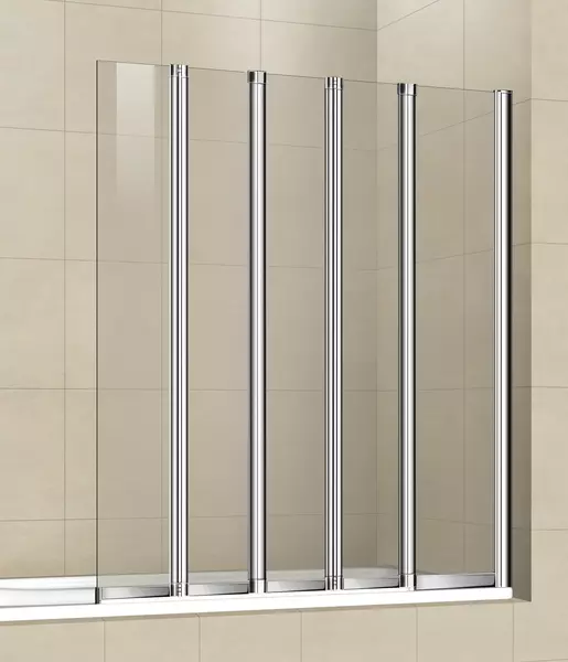 Шторка на ванну стеклянная «Cezares» PRATICO-V-5-120/140-C-Cr прозрачная универсальная