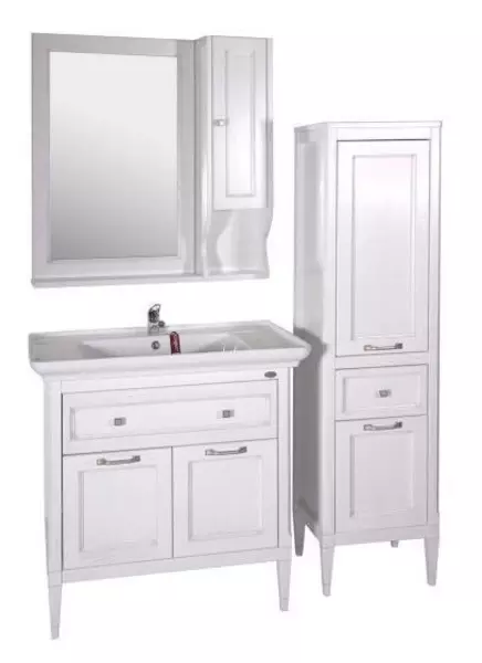 Мебель для ванной «ASB-Woodline» Гранда 85 белая с патиной серебро - фото 1