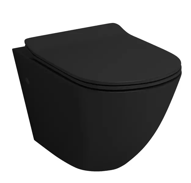 

Подвесной унитаз безободковый «Grossman» GR-4411S чёрный с сиденьем ультратонкое дюропласт с микролифтом чёрное