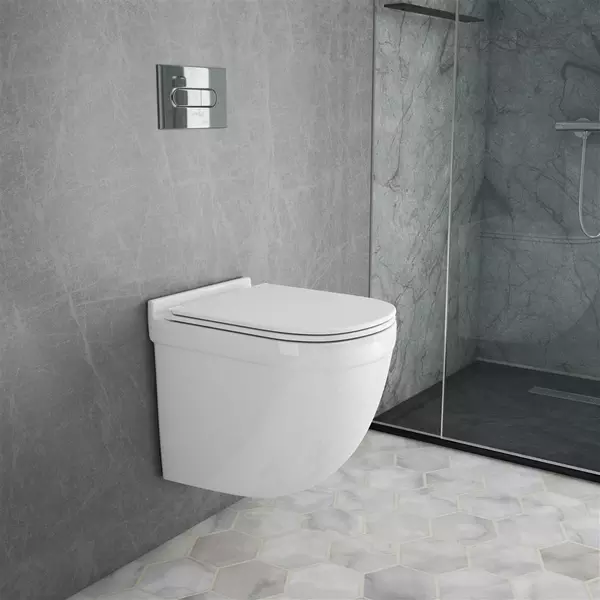 

Подвесной унитаз безободковый «Owl 1975» Eld Cirkel-H белый с сиденьем дюропласт с микролифтом белый