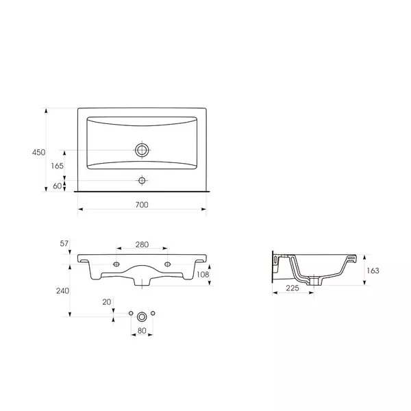 Мебель для ванной подвесная «Diborg» Katarine 70 с ящиком белая