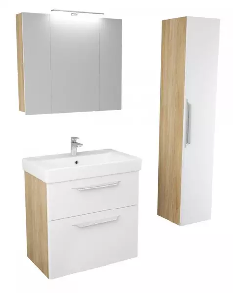 Мебель для ванной подвесная «Diborg» Lande Q 80 с 2 ящиками белая/дуб