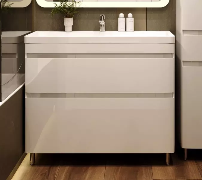 Тумба с раковиной Style Line Атлантика 100 Люкс Atlantica 100 антисрейч белый 36715₽