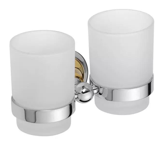 

Двойной стакан для зубных щёток «Bemeta» Retro 144210028 на стену хром/золото