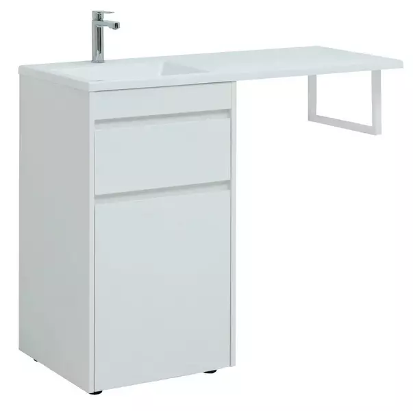 Тумба с раковиной под стиральную машину Aquanet Токио 110 Даллас 110 левая с корзиной белая 49010₽