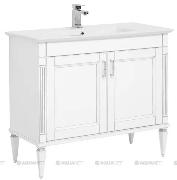 

Тумба с раковиной «Aquanet» Селена 105 (Sharp 105 14105) белая с патиной серебро