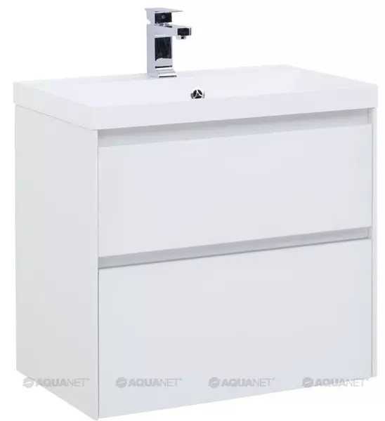 

Тумба с раковиной «Aquanet» Гласс 70 (Орлеан 70 с донным клапаном) подвесная белая